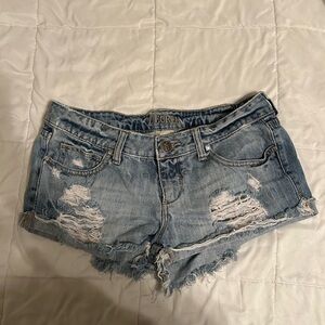 Decree Light Blue Distressed Jean Shorts